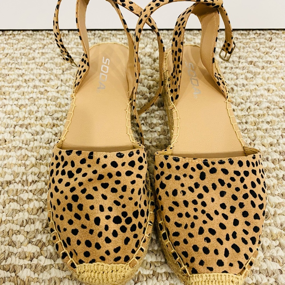 Leopard Print Espadrille Sandals